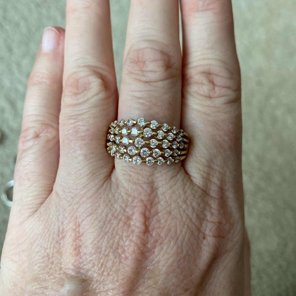 Diamonique Gold Multi-Band Ring